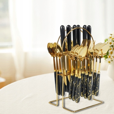 Набір столових приборів 24 предмети, нержавіюча сталь, ручки під мармур, подарунковий набір