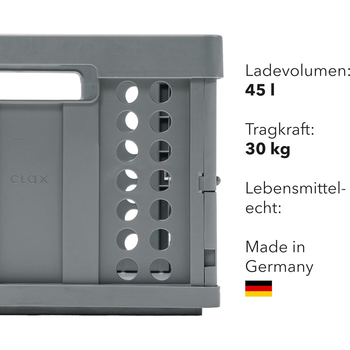 Clax® Folding Box | Folding Case | 45 Liters | grey
