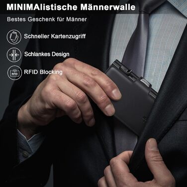 Чоловічий гаманець Portmonee з відділенням для монет, RFID захистом та Slim дизайном, для 9-11 карт, з кишеню для ID та купюр, чорний