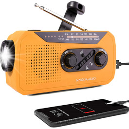Радіо Solar-Radio з ручним генератором, AM/FM, погода, ліхтарик, SOS, 2000 mAh, Powerbank, навушник, для надзвичайних ситуацій та активного відпочинку, помаранчеве