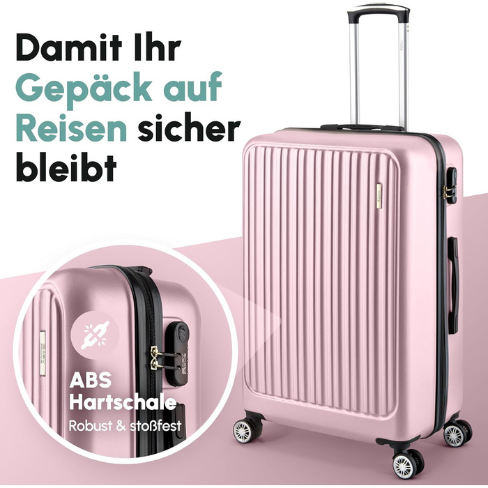 Валіза Hartschalenkoffer Easy Move - ергономічна, безпечна, рожева, 74 см, з коліщатками 360° та кодовим замком
