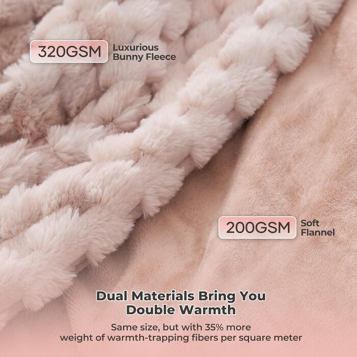 Електричний килим-плед CURECURE з підігрівом 130x180 см, 3D жакард, плюш та фланель, 6 режимів нагріву, таймер 1-10 годин, для ліжка, дивану, офісу (Рожевий)