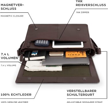 LEABAGS Чоловіча/Жіноча Лэптоп-сумка Oxford з Екошкіри, 15 дюймів – Месенджер, Робоча сумка, Сумка через плече, 38x31x10 см