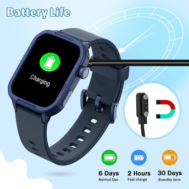 Дитячий розумний годинник-фітнес-трекер з пульсометром, лічильником кроків, монітором сну та водонепроникністю IP68. Подарунок для дітей 6-16 років (Блакитний)