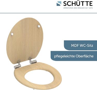 Кришка для унітаза SCHÜTTE з системою повільного закривання (мікроліфт), матеріал MDF, витримує до 175 кг, сучасний дизайн