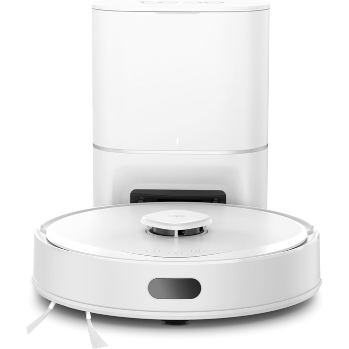 Робот-пилосос Tapo RV30 Max Plus з функцією миття та автоматичною станцією самостійного очищення, 5300Pa, LiDAR+IMU, голосове керування Alexa & Google Assistant, білий