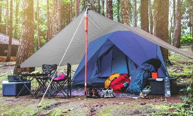 Водонепроникна тентова тканина Unigear 3x3/3x4/3x5/4x4 м для кемпінгу, гамака, захисту від сонця та дощу з кільцями, шнурами та кілочками