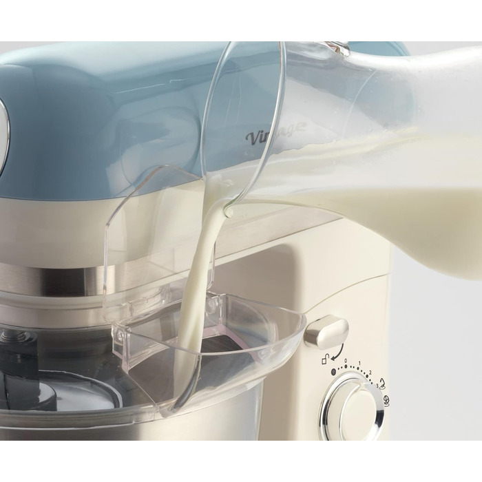 Vintage Ariete 1588 Stand Mixer, Retro Planetary Mixer for Bread, Pizza, Cake & Pastry Dough, Dough Hook, Whisk, 5.5 L Capacity, 7 Speeds + Pulse Function, 1200W, Blue