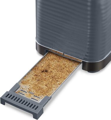 Russell Hobbs Toaster [for 2 slices] Inspire Grey with high-quality glossy finish (extra wide toast slots, including bagel attachment, 6 browning levels + defrost & reheat function) 24373-56