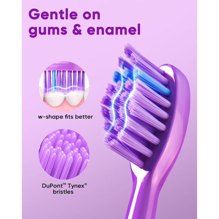 Електрична зубна щітка MySmile DY156 для дорослих, акумуляторна звукова щітка, портативна з 3 насадками, таймер 2 хвилини, 5 режимів, 45000 вібрацій на хвилину, 60 днів роботи від одного заряду, 1 шт. (фіолетова)