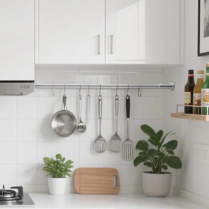 Регульована телескопічна штанга DEWEL для карнизів, душової кабіни, без свердління, 130-230см, срібна