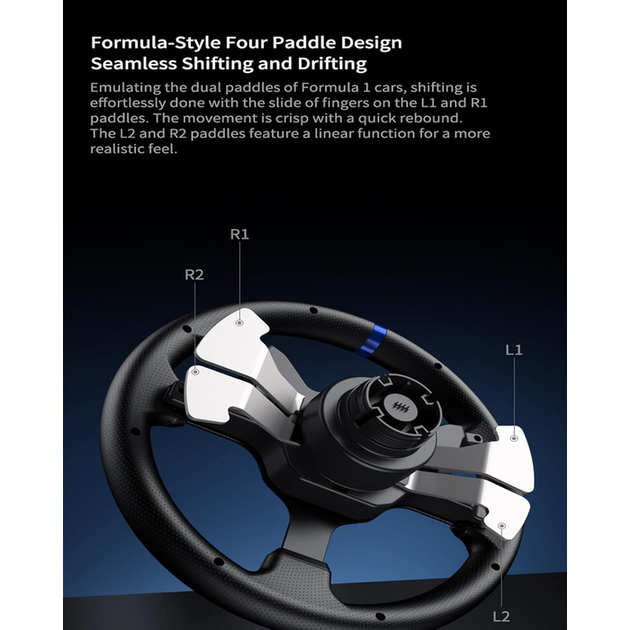 PXN V99 Руль для гонок з педалями та перемикачем передач, 3NM Force Feedback, сумісний з Xbox One, Xbox Series X/S, PC, PS4