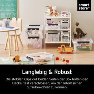 SmartStore - 10x Storage Box with Lid Classic (40x30x11cm) | Stackable Box with Lid | Food-Safe Plastic Box | Plastic Box with Lid & Reinforced Corners | 10 Year Warranty (14.0l, 10-Piece Set)