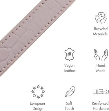 Нашийник для собак Nina Woof Milan з веганської шкіри, м'який, регульований, з крокодиловим тисненням, фіолетовий, розмір M, обхват шиї 38–48 см