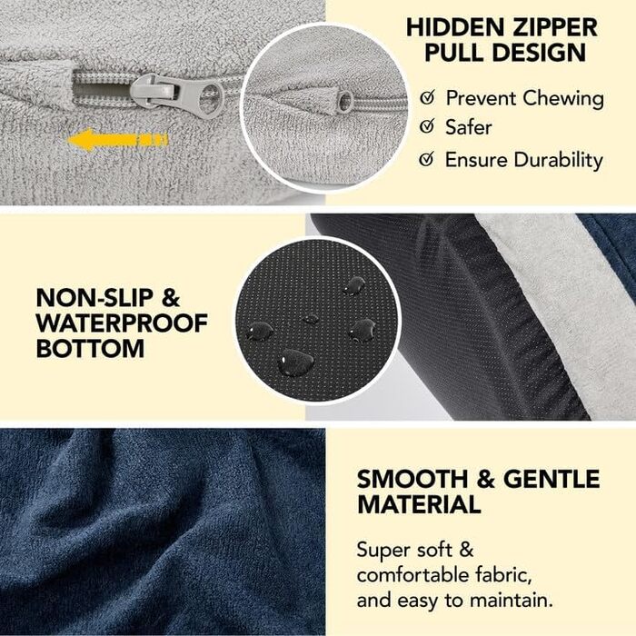 М'яке кругле ліжко для собак та котів Deconovo, Donut, Ø 61 см, ортопедичне, Navy Blue