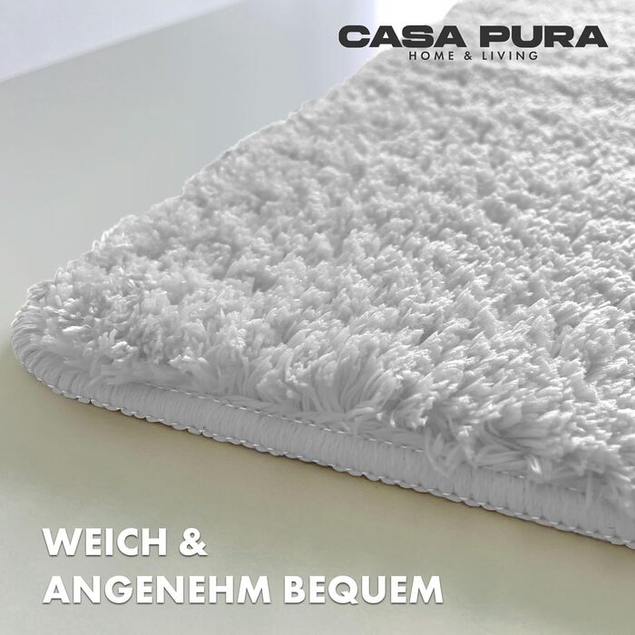 М'який килимок для ванної кімнати Casa Pura Shaggy 70x120 см, Ivory Sky (50x60 см) - антиковзаючий, миючий