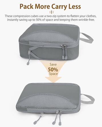 Органайзери для валізи Anjing Compression Cubes - 10 шт., компресійні кишені для подорожей, сірі