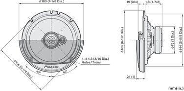 Автомобільна коаксіальна акустика Pioneer TS-A1671F 16,5 см, 3-смугові динаміки, комплект 2 шт (320 Вт макс., 70 Вт RMS), потужний звук, високий ККД, глибина встановлення 48 мм, виріз 144 мм, з ґратами