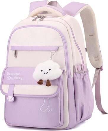 Шкільний рюкзак для дівчаток та хлопчиків-підлітків, рюкзак для жінок, великий шкільний ранець на 15.6 дюймів, рюкзак для ноутбука, шкільна сумка, водонепроникний, рюкзак для школи, шкільні сумки (фіолетовий)