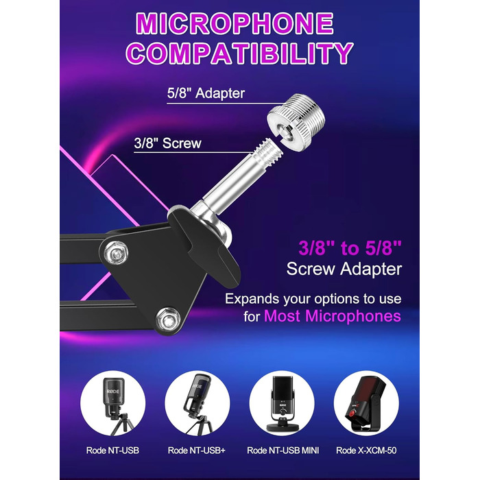 Тримач для мікрофону YOUSHARES для Rode NT-USB+, NT-USB MINI, PodMic, PodMic USB, NT1, XCM-50 - професійний стійкий кріплення для подкастів, домашньої студії та геймінгу