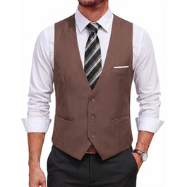 Чоловічий жилет COOFANDY Slim Fit, коричневий S - формальний та повсякденний жилет для костюма або смокінга