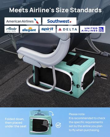 Транспортна сумка для котів Pecute Katzentasche: легка, складана, для котів та маленьких собак, до 4 кг, 44 x 23 x 30 см, аква-зелений