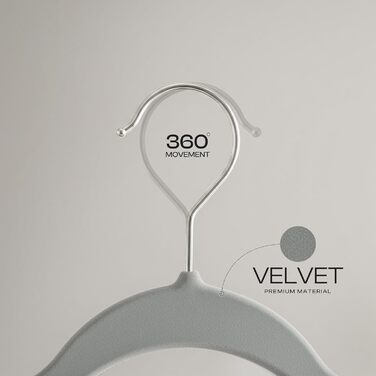 Плечики для одягу Utopia Home з оксамиту - антиковзкі, міцні, для курток та светрів (сірий, 20 шт.)