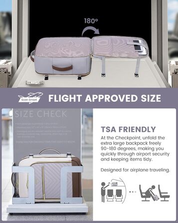 Рюкзак LOVEVOOK для жінок, 40L, ручна поклажа, для ноутбука, водонепроникний, рюкзак для подорожей, дамська сумка-мішок, 17.3 дюйми, сірий, білий, кавовий