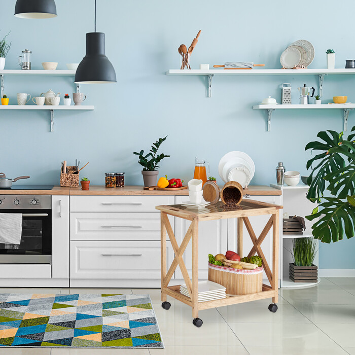 Relaxdays Kitchen Cart made of Walnut Wood