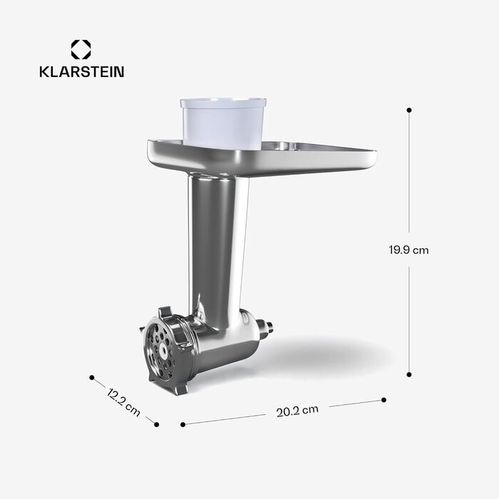 Кухонна машина Klarstein Chiara 1600W з чашею 5L з нержавіючої сталі, 12 швидкостей, LCD-дисплеєм, тиха робота ≤72 dB, набір для випічки, що підходить для миття в посудомийній машині, корпус з алюмінію, сірий колір