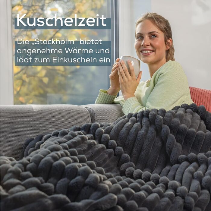 Електрична ковдра Beurer HD 75 Nordic з штучним хутром, 6 температурних режимів, автовимкнення, 180x130 см, бежево-коричнева