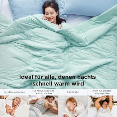 Охолоджуюча ковдра BEDSURE двостороння літня 155x220 см Arc-Chill Q-Max 0.4 - легка дихаюча ковдра від нічної пітливості, зелена
