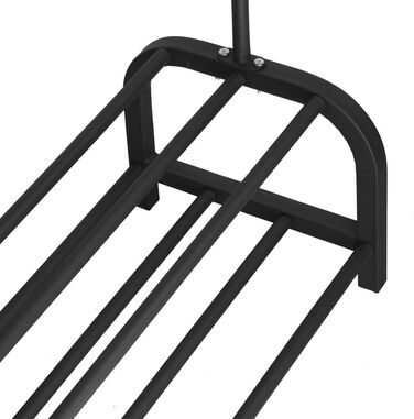 Vinteky Clothing Rack, Freestanding Coat Rack with Upper Bar, Lower Shelf, and 6 Hooks for Hanging Clothes, Black