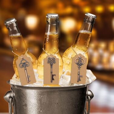 50-Piece Bottle Opener Favors, Clear Bag, Wedding Favors, Antique Rustic Party Decoration (Bronze)