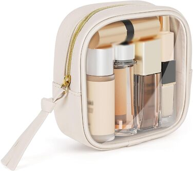 Косметичка жіноча мініатюрна, водонепроникна, з PU матеріалу, органайзер для косметики та аксесуарів, чорний/бежевий (C-чорний/бежевий, S)
