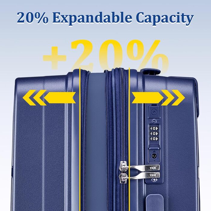 Набір валіз Joyway 4 шт. з жорстким корпусом та TSA-замком, розширюваний, чорний (блакитний)