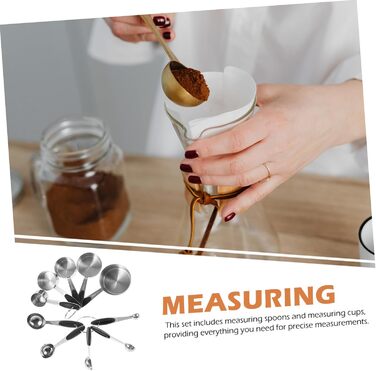Cabilock 1 Set Stainless Steel Measuring Spoons Coffee Cups with Lid Teaspoons Pantry Cup Measuring Dry Measuring Cups Measuring Table Measuring Cups Utensil Gadgets Silica Gel