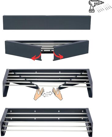 Сушарка для білизни FoxyDry HIDE настінна, розсувна, для дому та вулиці, 71x35x13 см (білий, лімітована серія)