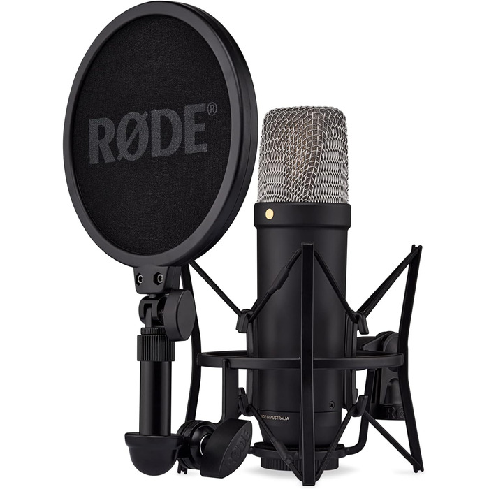 Мікрофон RØDE NT1 5 Generation: велика мембрана, XLR/USB, зі спінером та поп-фільтром для запису вокалу та подкастів (чорний)