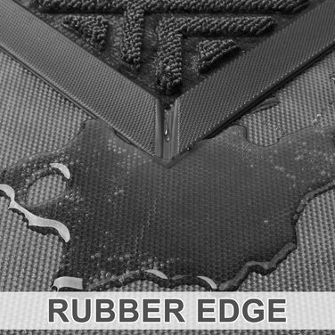 LEKEEPGO Doormat Indoor and Outdoor 60x90cm, Non-Slip Outdoor Doormat, Rubber Outdoor Mat, Washable Dirt Trapping Mat, Entrance Mat, Outdoor Shoe Tray with Drainage, Black