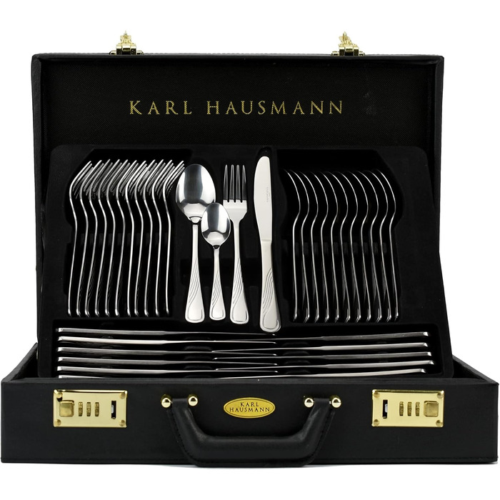 Cutlery Set, Dinnerware for 12 People, 72-Piece Stainless Steel, Cutlery Set including Case with Flatware and Cake Server, Dishwasher Safe, Silverware (EVELINE)
