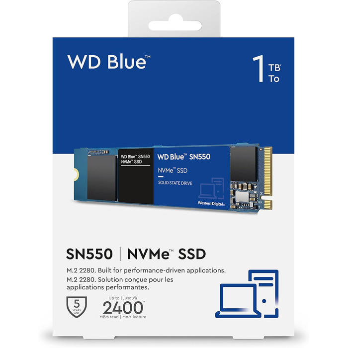 SSD накопичувач WD Blue SN550 1 TB NVMe M.2 - висока швидкість, внутрішній