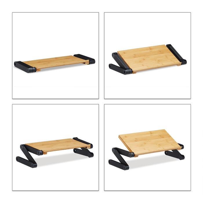 Relaxdays Laptop Stand Bamboo Aluminum