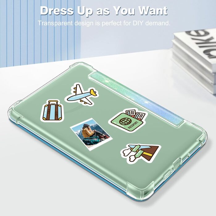 Чохол Fintie для Kindle 6 (11-го покоління) 2024/2022, прозомий, м'який TPU з авто-сном/пробудженням, для Kindle Basic 2024, Agavengrün (блискучий зелено-блакитний)