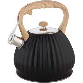 Чайник-свисток Kinghoff з нержавіючої сталі, 2.7 л, чорний (KH-1324)