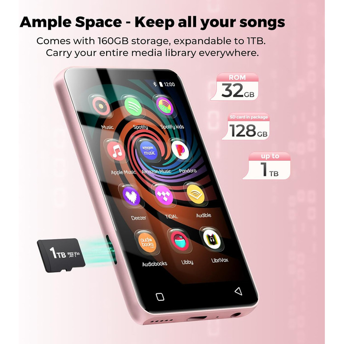 MP3 плеєр з Bluetooth та WiFi Inioasis для дітей: Android, Spotify, Amazon Music, 4