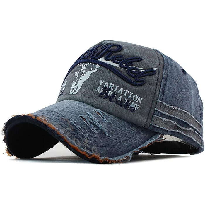Кепка бейсболка Vintage з бавовни, випрасувана джинсова, ретро, з витертими краями, чоловіча/жіноча, з вишивкою, регульованого розміру, A-Marine