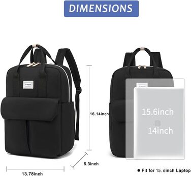 Рюкзак FUXINGYAO для жінок з відділенням для ноутбука 15.6 дюймів, 23L, антикрадійний, чорний