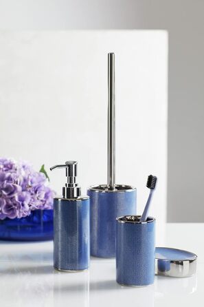 Підставка для мила WENKO Nuria, керамічна мильниця срібно-блакитного кольору, 12 x 3 x 8 см