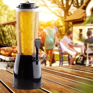 Диспенсер для пива Relaxdays з краником, 50 x 23 x 18 см, об'єм 2,5 л, прозорий, чорний, 2,5 літри